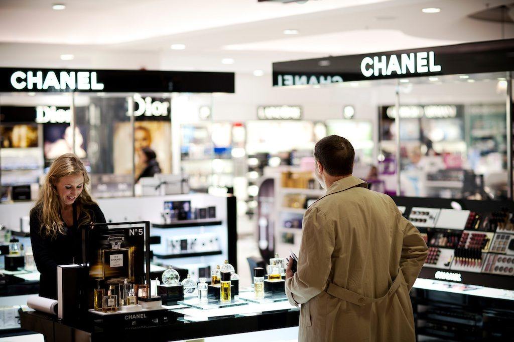 Travel retail shopper at Chanel counter